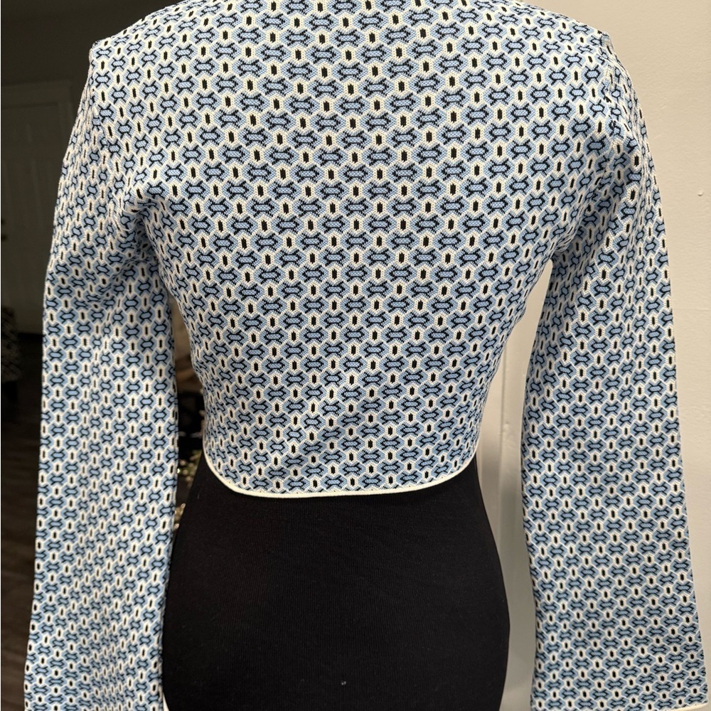 Zara Black and Blue Patterned Knit Top - Picture 5 of 11